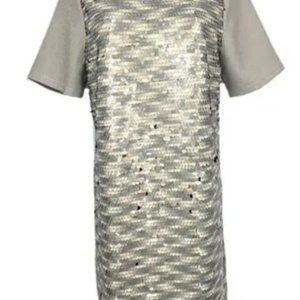 GIANNI BINI Razzle Dazzle Metallic Sequins Cocktail Party Mini Shift Dress